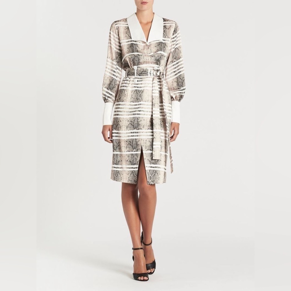 Three Floor Python Print Midi Dress NWT Size 4 Designer Cocktail Wedding Guest